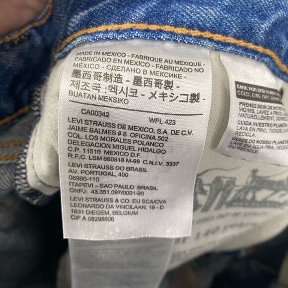 LEVIS 505 - Vtg 70s-80s Made In USA Orange Tab Distressed Blue Jeans - Picture 4 of 10